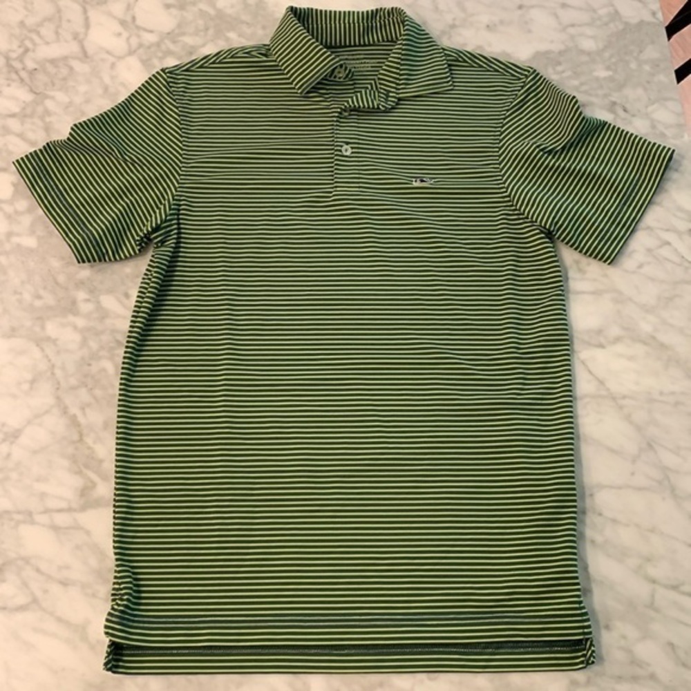 vineyard Vines Sankaty Polo, Bradley stripe wild lime/cypress, Size XS